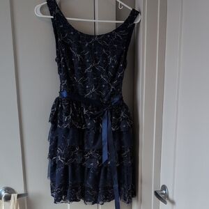 As U Wish Navy Lace Dress